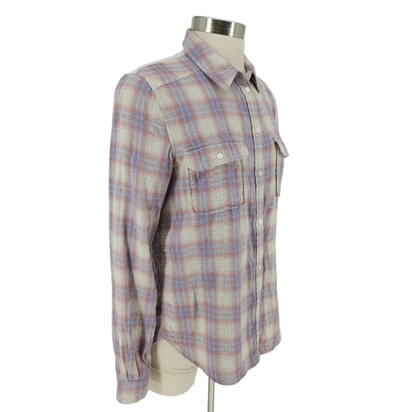 Paige Shirt Plaid Long Sleeve Button Up Collared Lined Top - Picture 2 of 7